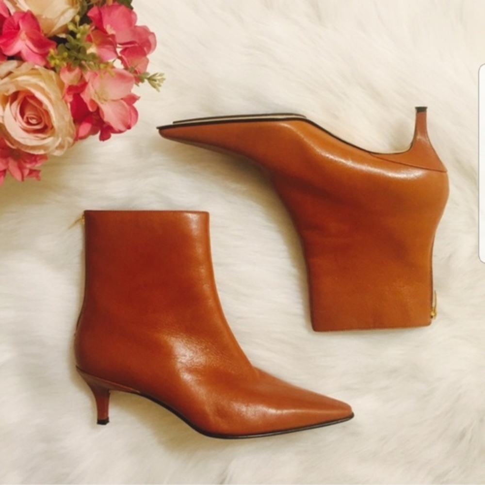 Anne Klein I Flex Brown Leather Booties Size 6